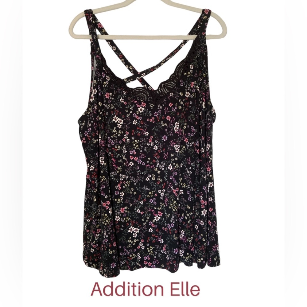 4X Michel Studio Swingy Top with Criss Cross Strap and Lace Detail